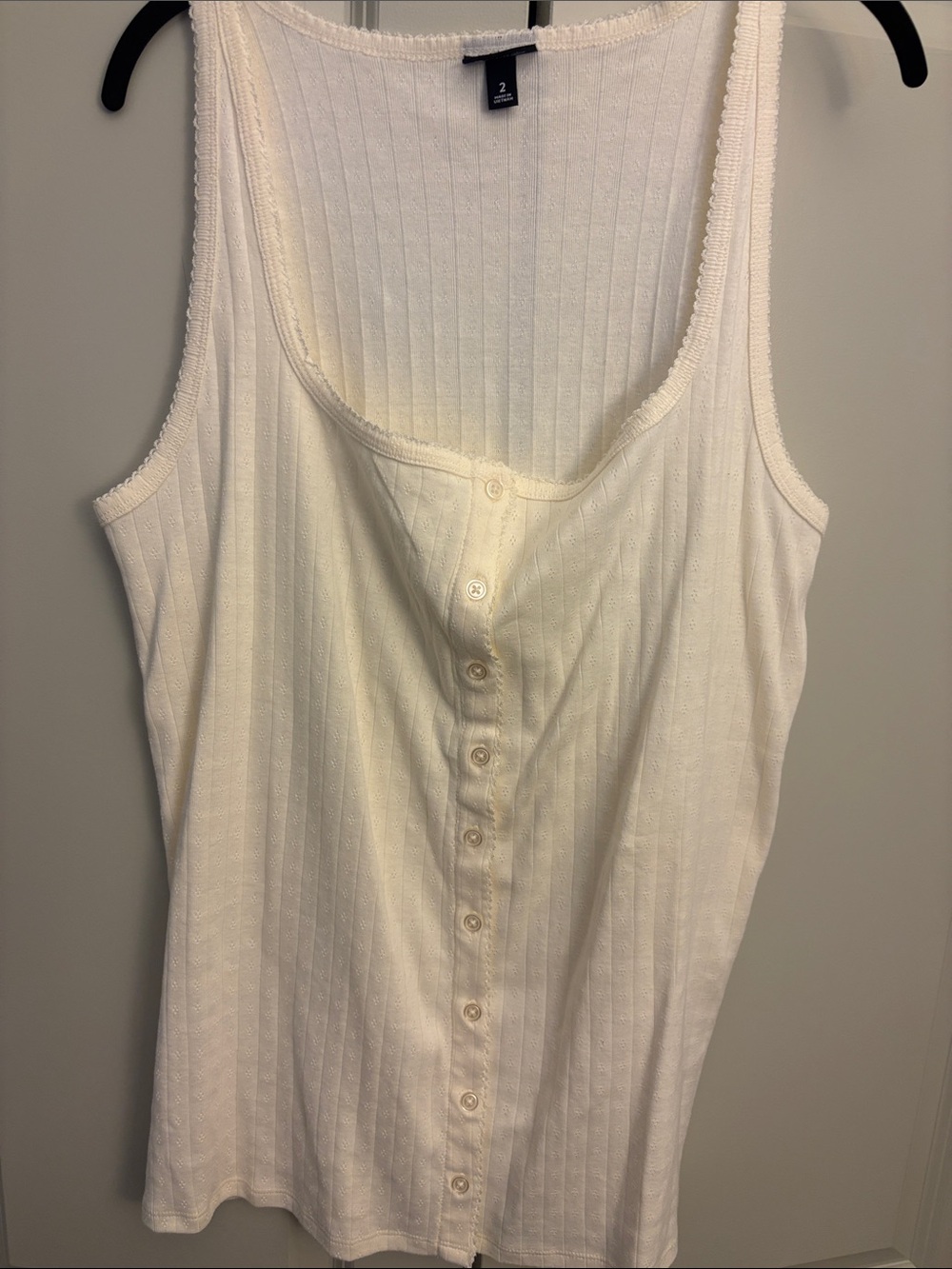 torrid White Ribbed Button-Front Scoop Tank